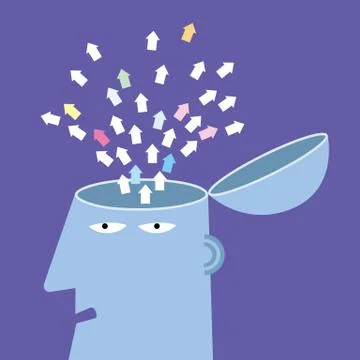 Artificial intelligence concept design, arrows in the brain. Stock Illustration