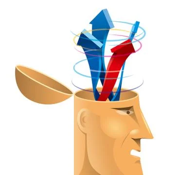 Artificial intelligence concept design, arrows in the brain. Illustrazione stock