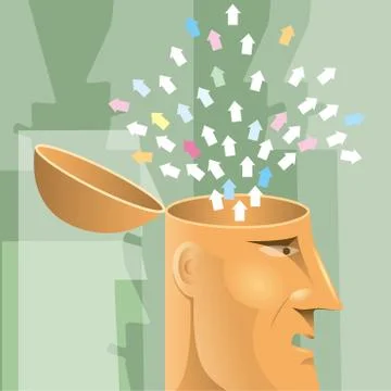 Artificial intelligence concept design, arrows in the brain. Stock Illustration
