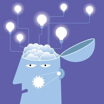 Artificial intelligence concept design, brainstorming. Stock Illustration