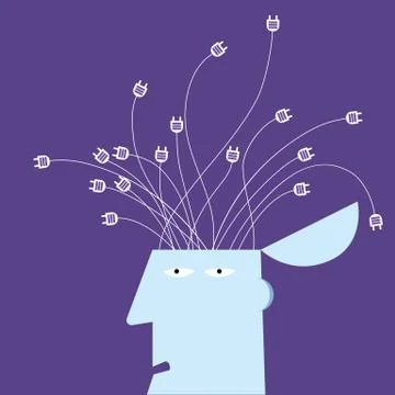 Artificial intelligence concept design, Isolated on purple background. Stock Illustration