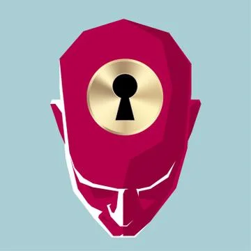 Artificial intelligence concept design,the keyhole is on the top of the head. Stock Illustration
