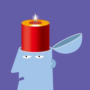 Artificial intelligence concept design, red candles in the brain Stock Illustration