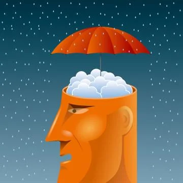 Artificial intelligence concept design.the sky is raining Stock Illustration