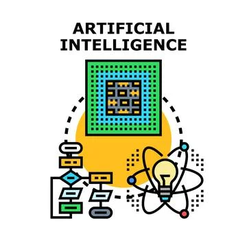 Artificial intelligence concept developing computing algorithms and innovatio 스톡 일러스트