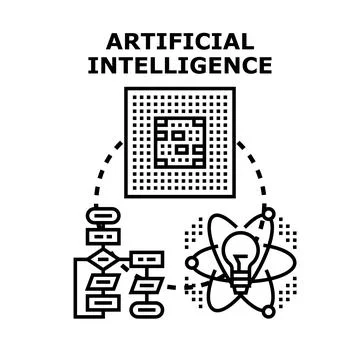 Artificial intelligence concept developing computing algorithms and innovatio Stock Illustration