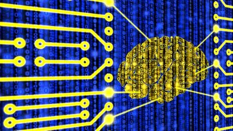 Artificial intelligence concept digital brain connected to circuit Stock Illustration