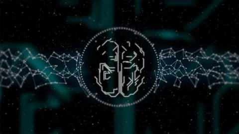 Artificial intelligence concept. Digital brain in circuit board design glowing 스톡 일러스트