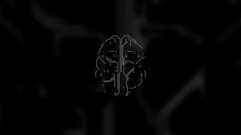 Artificial intelligence concept. Digital brain in circuit board design glowing Stock Illustration