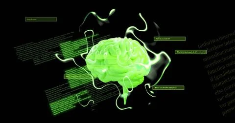 Artificial intelligence concept with digital brain and data visualization Foto stock