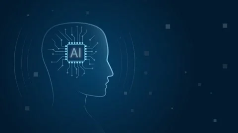 Artificial intelligence concept with a digital human head Video stock 348132236