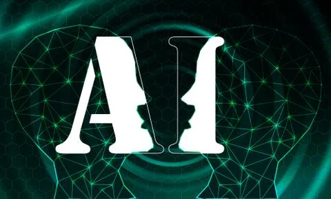 Artificial intelligence concept with digital human face 스톡 일러스트