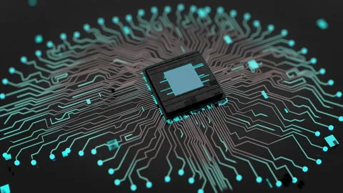 Artificial intelligence concept, electronic brain powered by processor.  库存影片 142533739