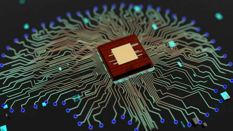 Artificial intelligence concept, electronic brain powered by processor. Stock Footage 142654646
