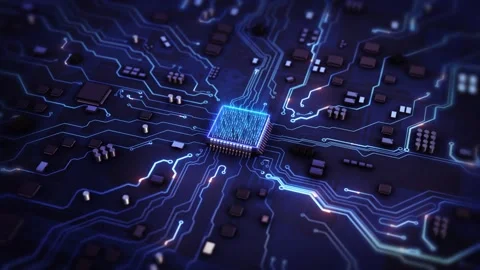 Artificial intelligence concept, electronic brain powered by processor. Integrat Video stock 341895359