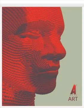 Artificial intelligence concept. Face recognition. Abstract digital human hea Illustrazione stock