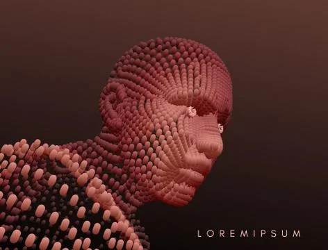 Artificial intelligence concept. Face recognition. Abstract digital human hea Stockillustratie