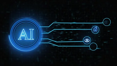 Artificial Intelligence Concept with Glowing AI Text and Network Connection.. Stock Footage 321592337