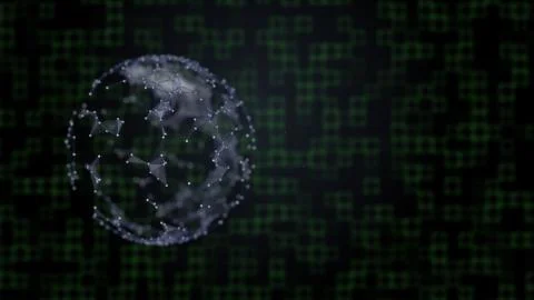 Artificial Intelligence concept. Holographic earth in digital plexus pattern 스톡 일러스트
