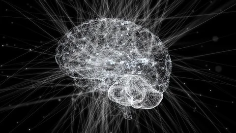 Artificial intelligence concept. Human brain interface design with plexus lines Video stock 116816167