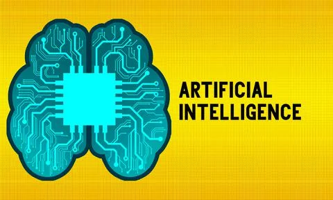 Artificial intelligence concept with a human brain circuit design 스톡 일러스트