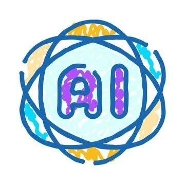 Artificial intelligence concept icon with atomic structure Stock Illustration