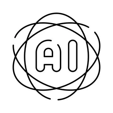 Artificial intelligence concept icon with orbiting lines Stock Illustration