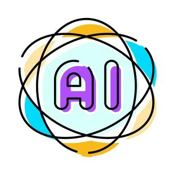 Artificial intelligence concept icon with rotating lines Stock Illustration