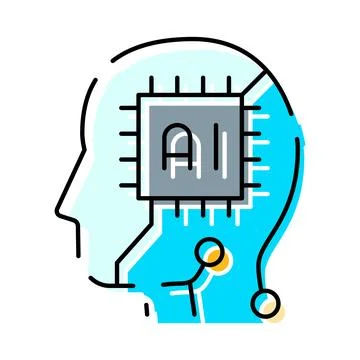 Artificial intelligence concept implanting chip in human head Stock Illustration