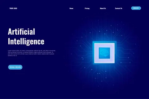 Artificial Intelligence concept for landing page 스톡 일러스트