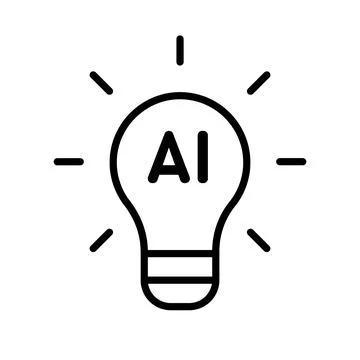 Artificial intelligence concept light bulb progress line icon. AI technology, Stock Illustration