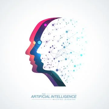 Artificial intelligence concept. Machine Learning. Digital Brain. Neural Illustrazione stock