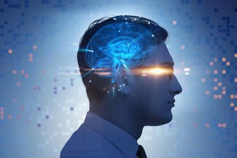 Artificial intelligence concept with man 스톡 사진