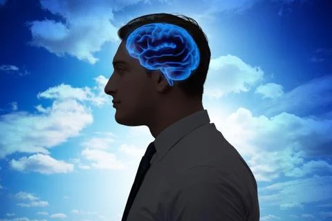 Artificial intelligence concept with man 库存照片