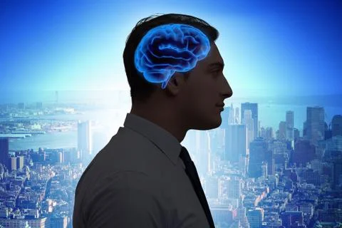 Artificial intelligence concept with man 库存照片