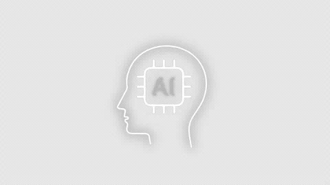 Artificial intelligence concept, microchip with AI symbol in human head outline Stock Footage 344587954