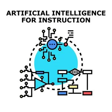 Artificial intelligence concept for modern instruction methods Illustrazione stock