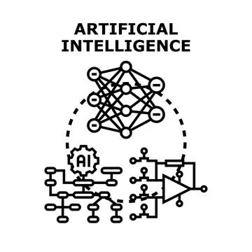 Artificial intelligence concept with neural network and circuits Stock Illustration