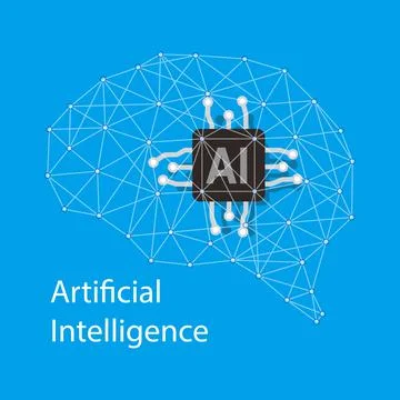 Artificial intelligence concept, Neuron and microchip, vector illustration Stock-Illustration