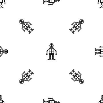 Artificial intelligence concept pattern seamless black Stock Illustration