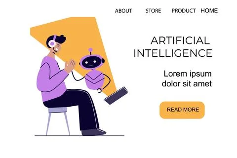 Artificial intelligence concept with people. Flat vector illustration Stockillustratie