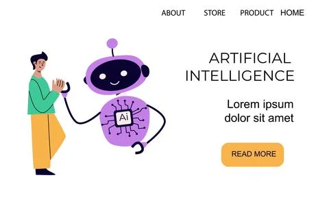 Artificial intelligence concept with people. Flat vector illustration Stockillustratie