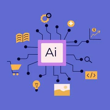 Artificial intelligence concept with people. Flat vector illustration Stockillustratie