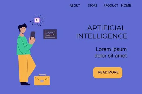 Artificial intelligence concept with people. Flat vector illustration Stockillustratie