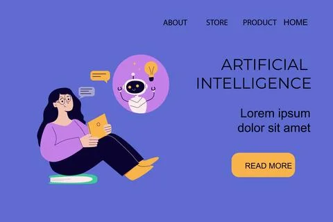 Artificial intelligence concept with people. Flat vector illustration Stockillustratie