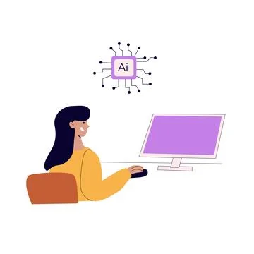 Artificial intelligence concept with people. Flat vector illustration Stockillustratie