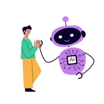 Artificial intelligence concept with people. Flat vector illustration Stockillustratie