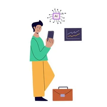 Artificial intelligence concept with people. Flat vector illustration Stockillustratie