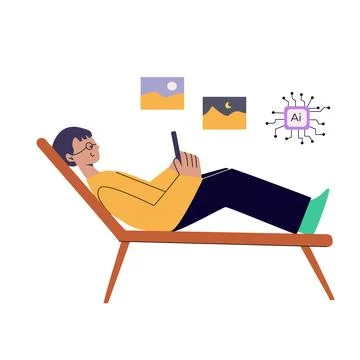 Artificial intelligence concept with people. Flat vector illustration Stockillustratie