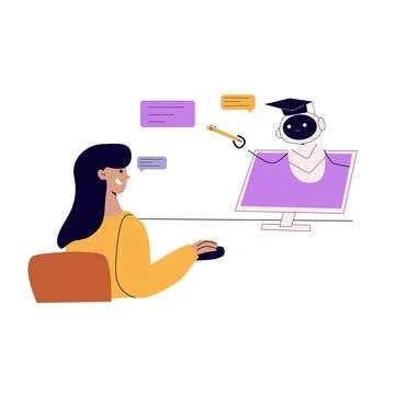 Artificial intelligence concept with people. Flat vector illustration 스톡 일러스트